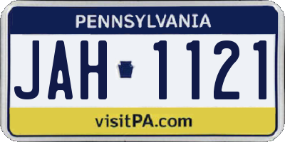 PA license plate JAH1121