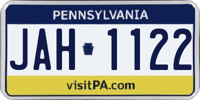 PA license plate JAH1122