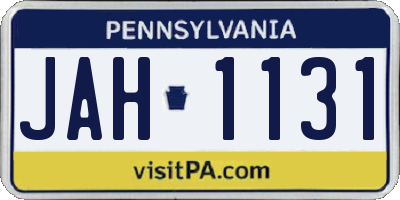 PA license plate JAH1131