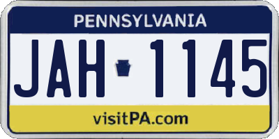 PA license plate JAH1145
