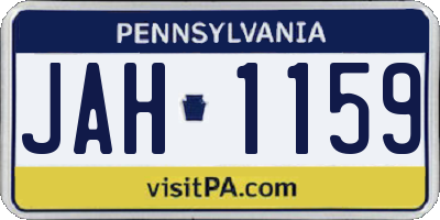 PA license plate JAH1159