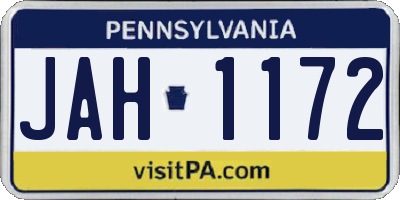 PA license plate JAH1172