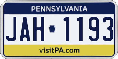 PA license plate JAH1193