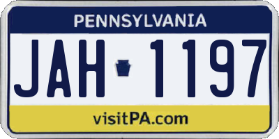PA license plate JAH1197