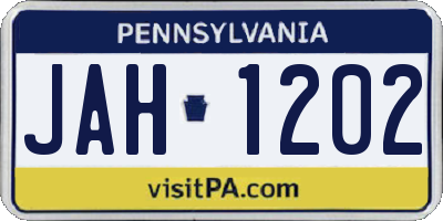 PA license plate JAH1202
