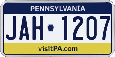 PA license plate JAH1207