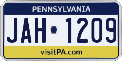 PA license plate JAH1209