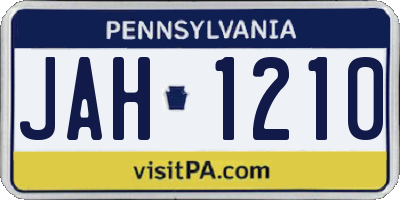PA license plate JAH1210