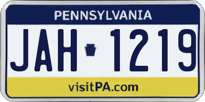 PA license plate JAH1219