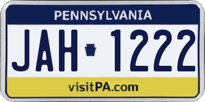 PA license plate JAH1222