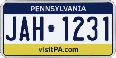 PA license plate JAH1231