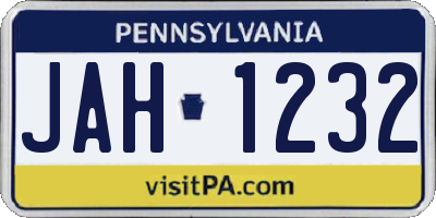 PA license plate JAH1232