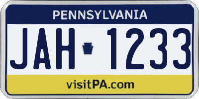 PA license plate JAH1233