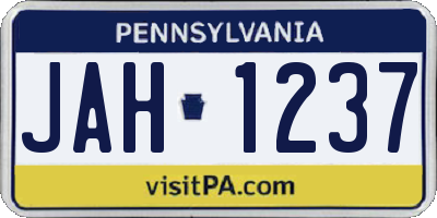 PA license plate JAH1237