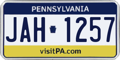 PA license plate JAH1257