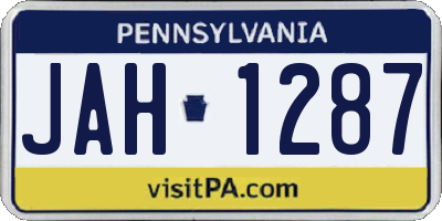 PA license plate JAH1287
