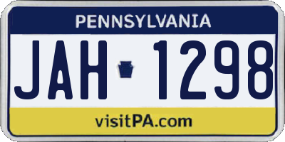 PA license plate JAH1298