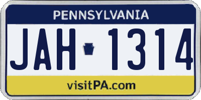 PA license plate JAH1314