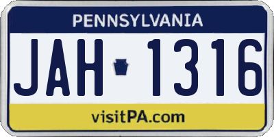 PA license plate JAH1316