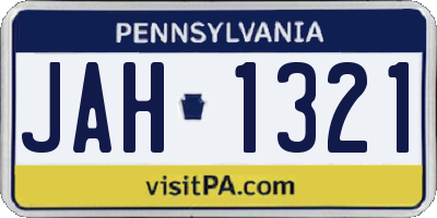 PA license plate JAH1321