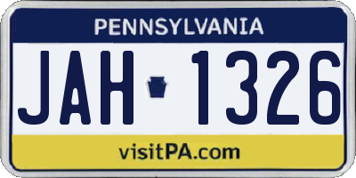 PA license plate JAH1326