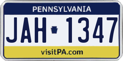 PA license plate JAH1347