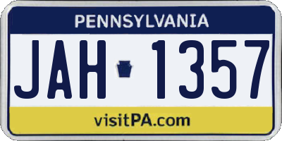 PA license plate JAH1357