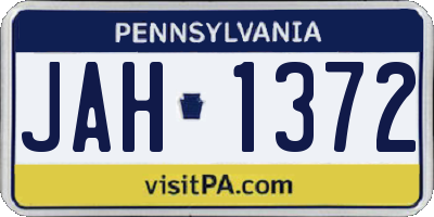 PA license plate JAH1372