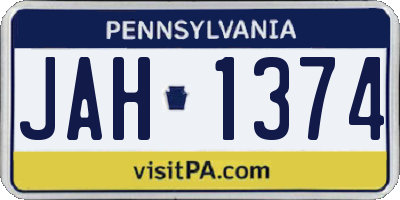 PA license plate JAH1374