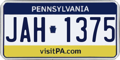 PA license plate JAH1375