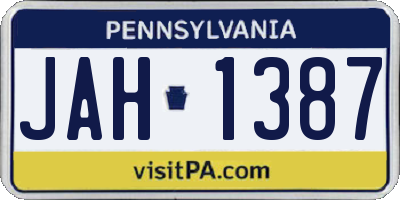 PA license plate JAH1387