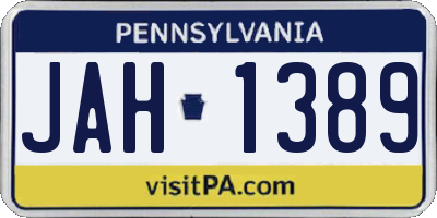 PA license plate JAH1389
