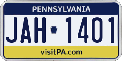 PA license plate JAH1401