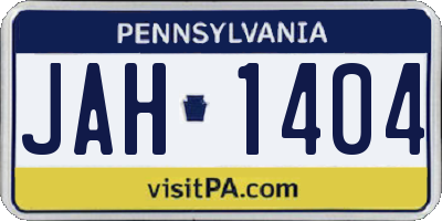 PA license plate JAH1404