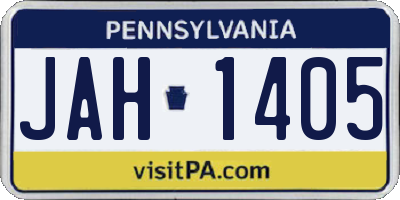 PA license plate JAH1405