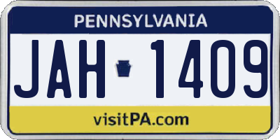 PA license plate JAH1409