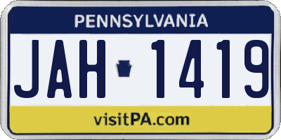 PA license plate JAH1419