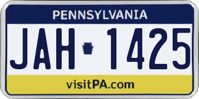 PA license plate JAH1425
