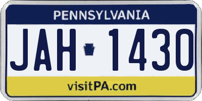 PA license plate JAH1430