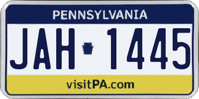 PA license plate JAH1445