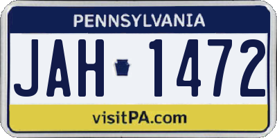 PA license plate JAH1472