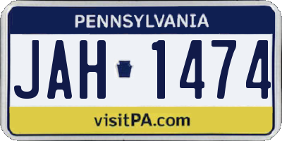 PA license plate JAH1474