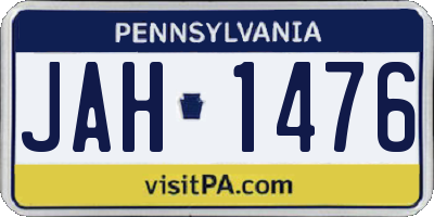PA license plate JAH1476