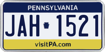 PA license plate JAH1521