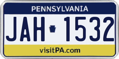 PA license plate JAH1532