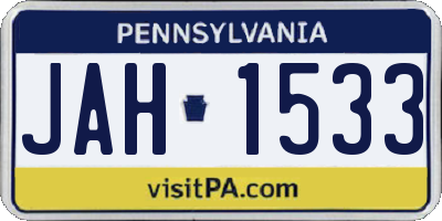 PA license plate JAH1533