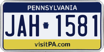 PA license plate JAH1581