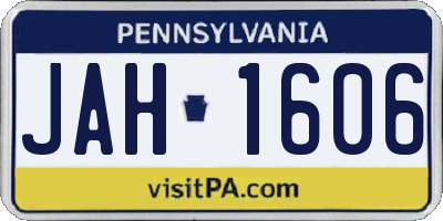 PA license plate JAH1606