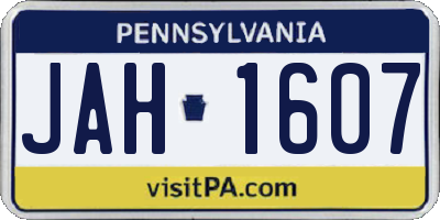 PA license plate JAH1607