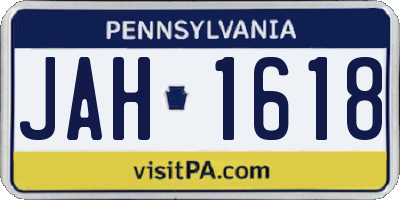 PA license plate JAH1618